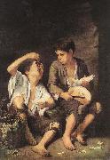 MURILLO, Bartolome Esteban Boys Eating Fruit (Grape and Melon Eaters) sg oil painting on canvas